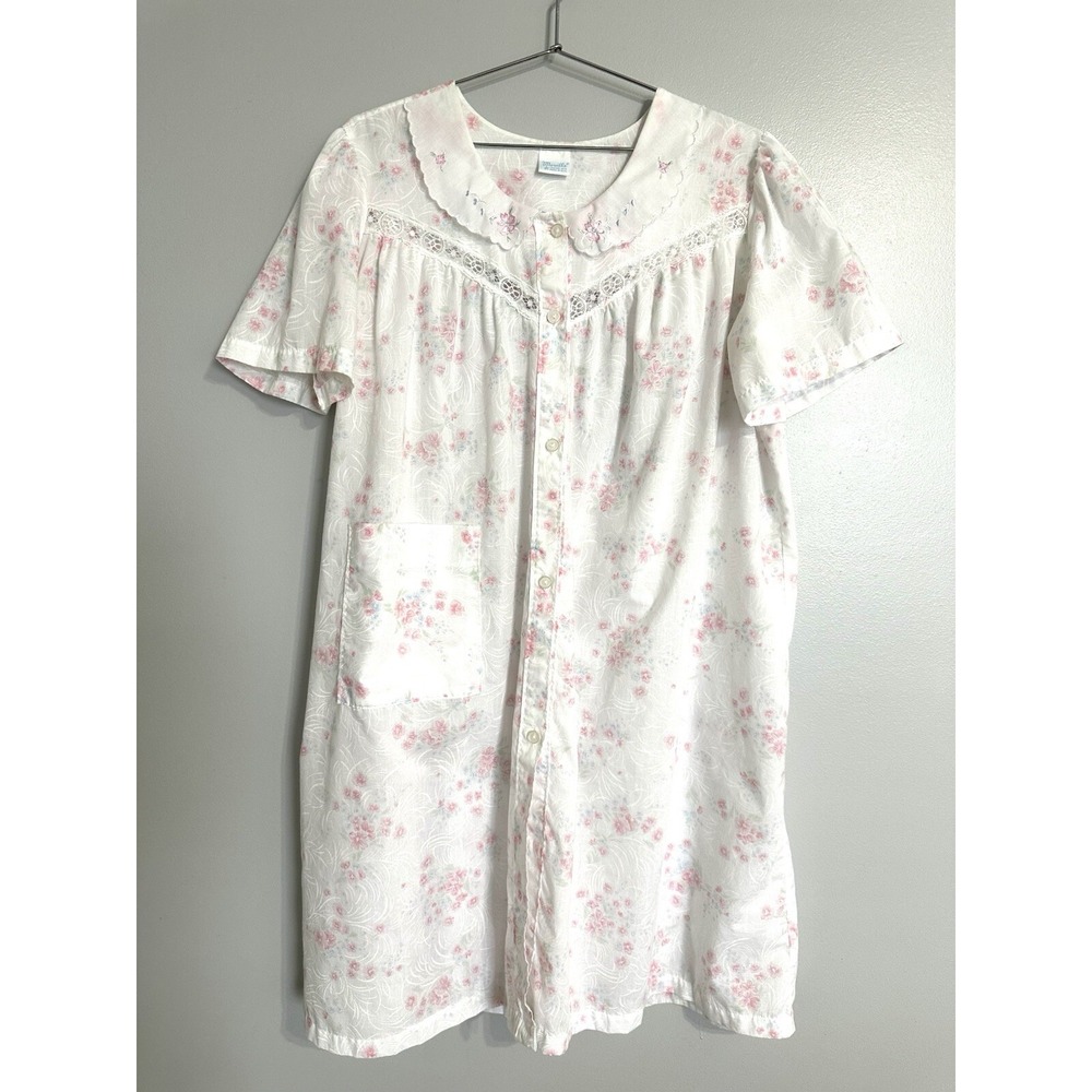 VTG  Nightgown Merville USA Babydoll  floral modest GrannyCore Cottage Prairie L